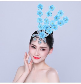 Fairy hanfu dance Plum blossom stage performance headdress song Modern dance ethnic classical dance performance head flower sequins
